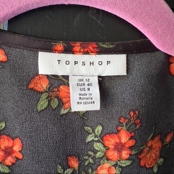 Topshop Rose Floral Print Tie Front Top - Picture 6 of 10